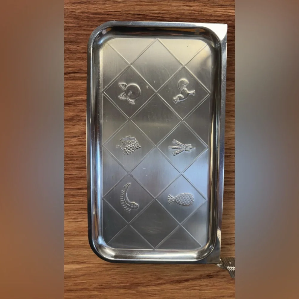 Chase Stainless Chrome Double Folding Serving Tray Bakelite MCM VTG